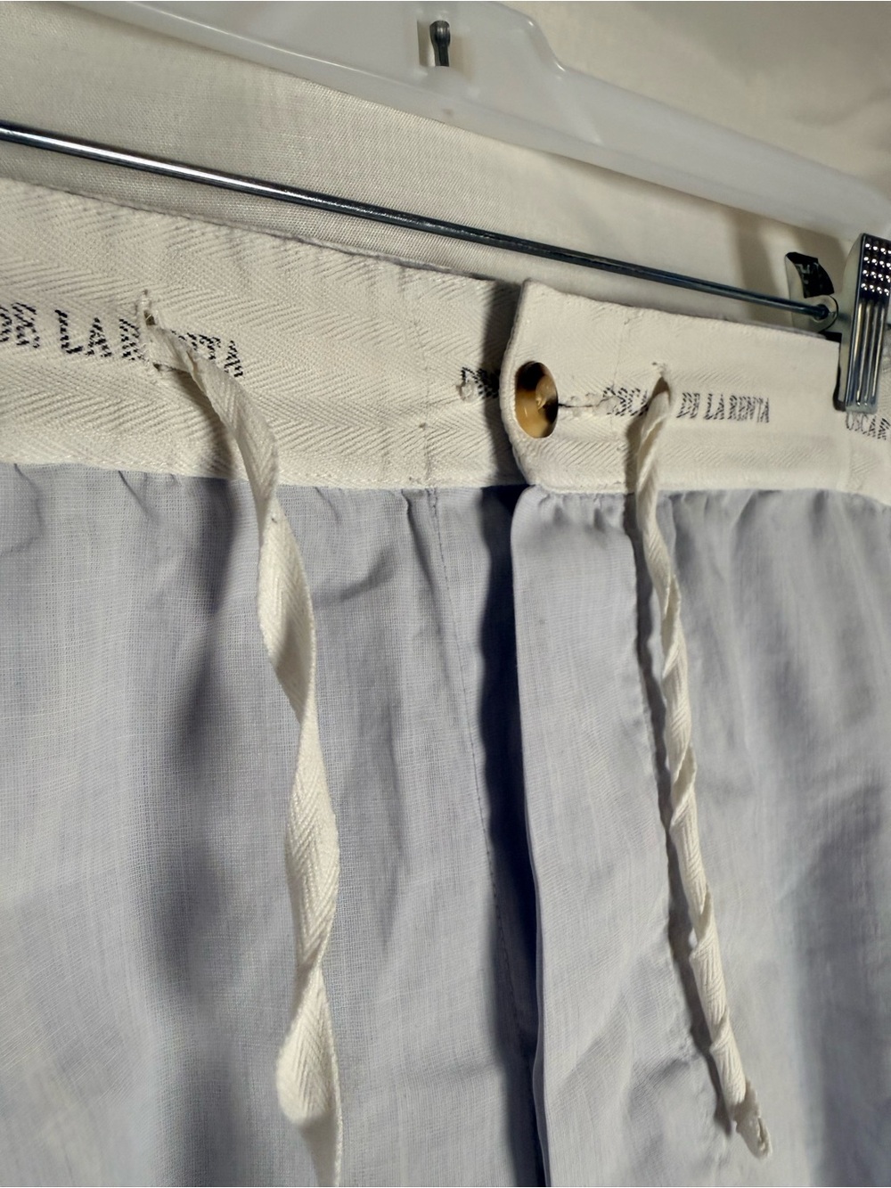 Vintage 9O’s Oscar de la Renta Light Blue and White Men's Resort / Sleep Shorts